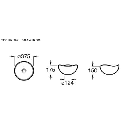 ROCA OHTAKE FINECERAMIC ABOVE COUNTER WASHBASIN A327A1500J WHITE