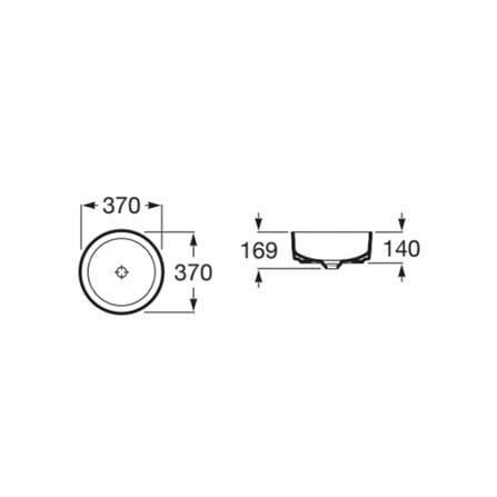 ROCA INSPIRA ROUND FINECERAMIC ABOVE COUNTER WASHBASIN A32752300J WHITE