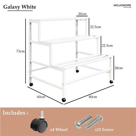 MOJOMORE 3 TIER FLOWER POT RACK WITH WHEEL GALAXY WHITE 80CM