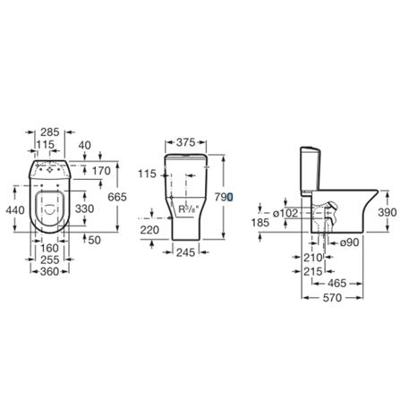 ROCA NEXO-N RIMLESS 2P TOILET A3420E500J S-TRAP 250MM UF SEAT COVER