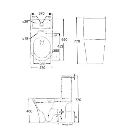 ROCA ISLA RIMLESS VORTEX 1P TOILET A3490V500J S-TRAP 250MM UF SEAT COVER
