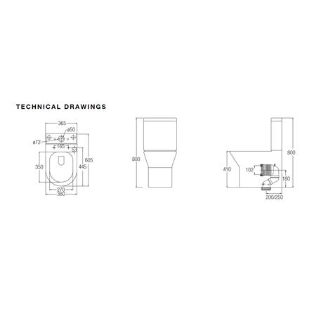 JOHNSON SUISSE TREVISO RIMLESS 2P TOILET WBSC950157WW S-TRAP 250MM