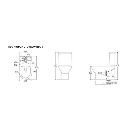 JOHNSON SUISSE TURIN 2P TOILET WBSC950162WW S-TRAP 250MM