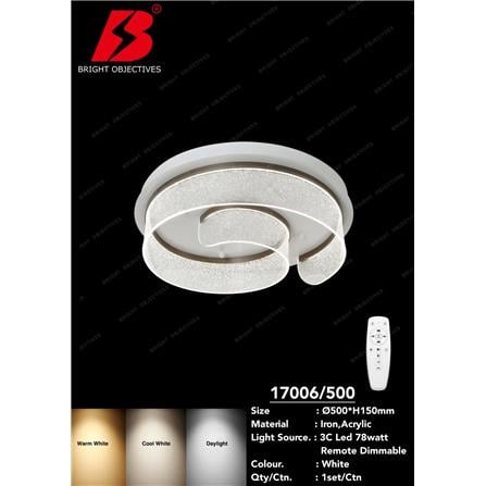 BRIGHT OBJECTIVE CEILING LAMP 17006-500 WHITE 50CM