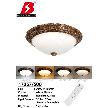 BRIGHT OBJECTIVE CEILING LAMP 17357-500 BROWN WHITE 50CM
