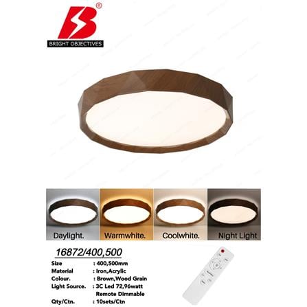 BRIGHT OBJECTIVE CEILING LAMP 16872-400 DARK BROWN WHITE 40CM