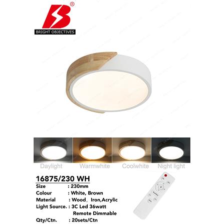 BRIGHT OBJECTIVE CEILING LAMP 16875-230 WH BROWN WHITE 23CM