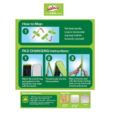 SABCO MULTI-FIT FLAT MOP REFILL GREEN