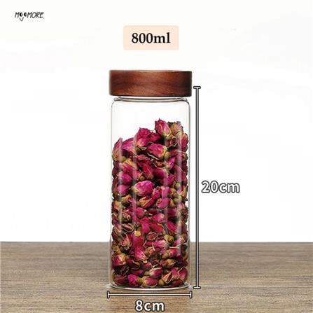 MOJOMORE GLASS JAR WITH WOODEN LID 800ML