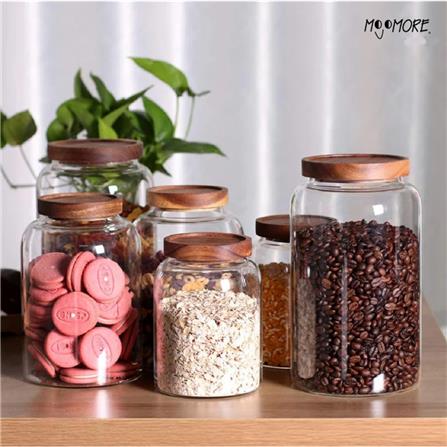 MOJOMORE GLASS JAR WITH WOODEN LID 580ML