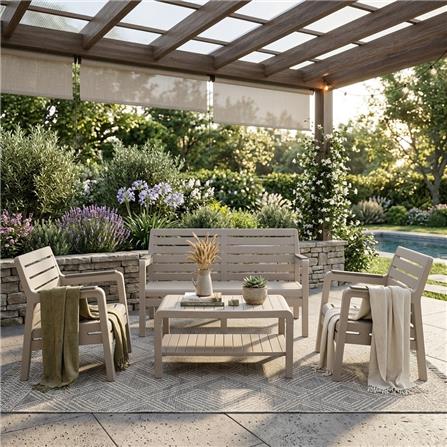 2-SEATER PATIO BENCH SPRING MONTANA CIRCULAR TAUPE