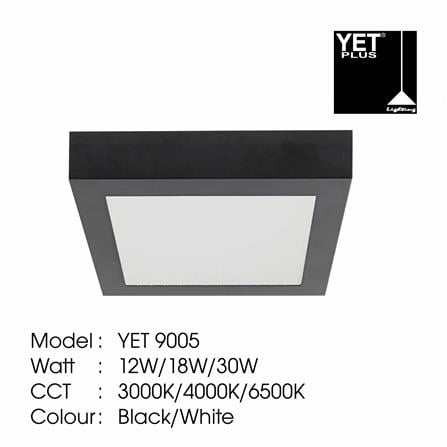 YETPLUS LED SURFACE DOWNLIGHT 18W 4000K BLACK SQUARE
