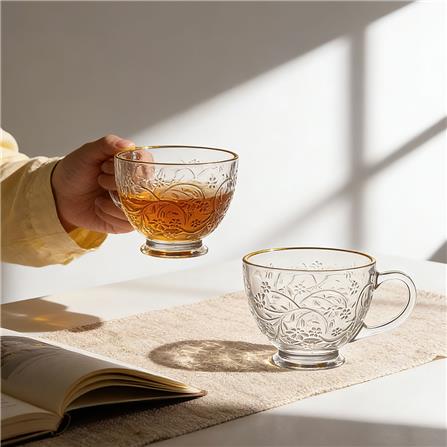 ROYAL DAISY GOLD RIM CUP SET 6-PC  (240ML/8.4OZ) JHXZ40111XC1