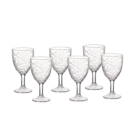 ROYAL DAISY GOLD RIM GLASS GOBLET SET 6PC (310ML/11OZ) JHXR00817XC1