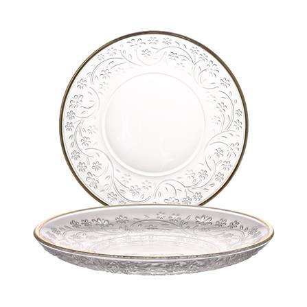 ROYAL DAISY GOLD RIM GLASS PLATE SET 2PCS (19.5CM) JHXPE7201XC1
