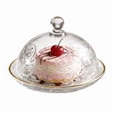 ROYAL DAISY GOLD RIM CAKE PLATE WITH DOME (19.5CM) -JHXTP1029XC1