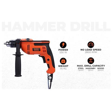 BLACK & DECKER 550W 13MM HAMMER DRILL BOXSET (100PCS ACCESSSORIES) BED550KMPR