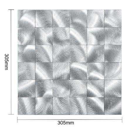 TARA PEEL & STICK ALUMINIUM WALL STICKER 30X30CM SILVER SQ 2S