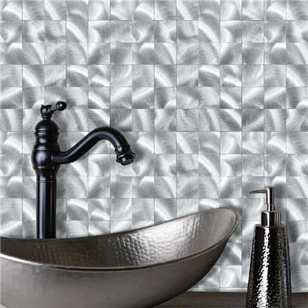 TARA PEEL & STICK ALUMINIUM WALL STICKER 30X30CM SILVER SQ 2S