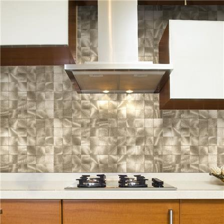 TARA PEEL & STICK ALUMINIUM WALL STICKER 30X30CM GOLD SQ 2S