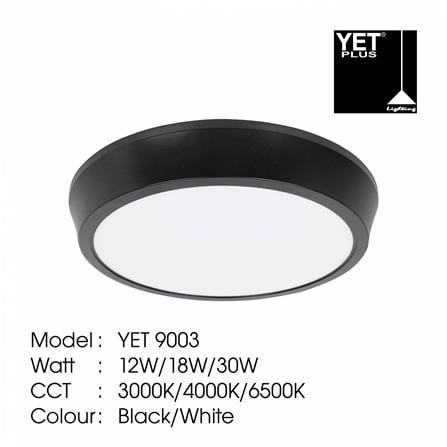 YETPLUS LED SURFACE DOWNLIGHT 9003 18W 6500K BLACK ROUND
