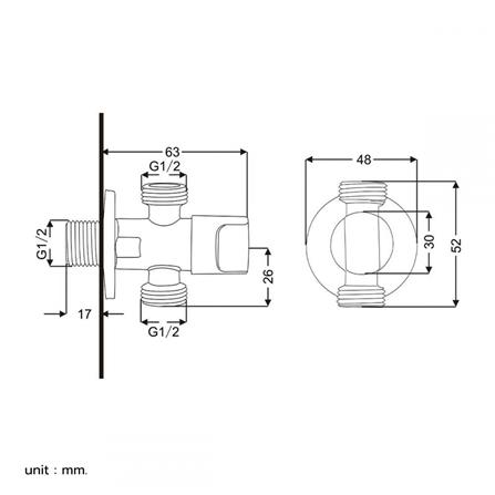 RASLAND 2-WAY STOP VALVE RA C321-C178 CHROME