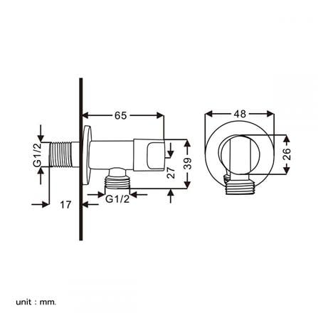RASLAND 1-WAY STOP VALVE RA C322-C451 CHROME