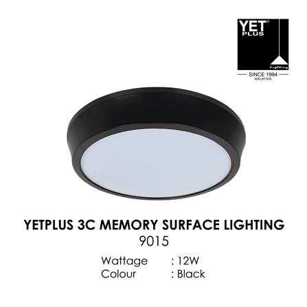 YETPLUS LED SURFACE DOWNLIGHT 9015 12W 3-COLOR BLACK ROUND