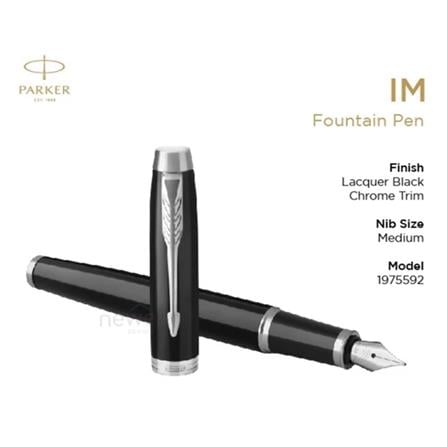 PARKER IM BLACK LACQUER CHROME TRIM FOUNTAIN PEN MEDIUM TB