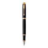 PARKER IM BLACK LACQUER GOLD TRIM FOUNTAIN PEN MEDIUM TB