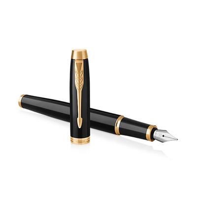 PARKER IM BLACK LACQUER GOLD TRIM FOUNTAIN PEN MEDIUM TB