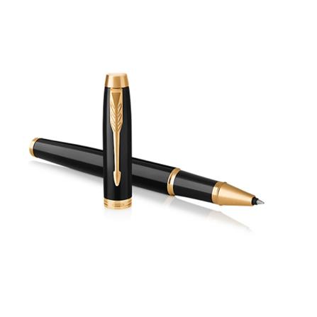 PARKER IM BLACK LACQUER GOLD TRIM ROLLERBALL PEN HD TB