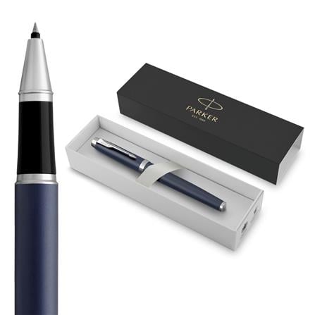 PARKER IM MATTE BLUE CHROME TRIM ROLLERBALL PEN HD TB