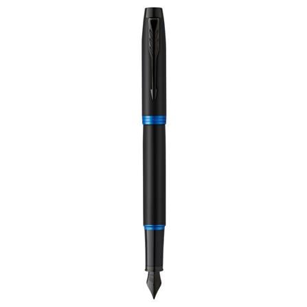 PARKER IM VIBRANT RING MARINE BLUE BLACK TRIM FOUNTAIN PEN FINE+CONVERTER TB