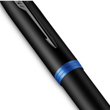 PARKER IM VIBRANT RING MARINE BLUE BLACK TRIM FOUNTAIN PEN FINE+CONVERTER TB