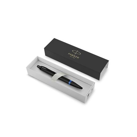 PARKER IM VIBRANT RING MARINE BLUE BLACK TRIM BALLPOINT PEN MEDIUM BLACK TB