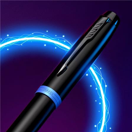 PARKER IM VIBRANT RING MARINE BLUE BLACK TRIM BALLPOINT PEN MEDIUM BLACK TB
