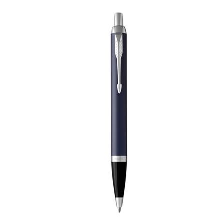 PARKER IM MATTE BLUE CHROME TRIM BALLPOINT PEN MEDIUM BLACK TB