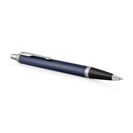PARKER IM MATTE BLUE CHROME TRIM BALLPOINT PEN MEDIUM BLACK TB