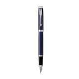 PARKER IM MATTE BLUE CHROME TRIM FOUNTAIN PEN MEDIUM TB