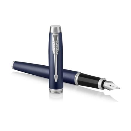 PARKER IM MATTE BLUE CHROME TRIM FOUNTAIN PEN MEDIUM TB