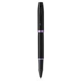 PARKER IM VIBRANT RING AMETHYST PURPLE BLACK TRIM ROLLERBALL PEN MEDIUM BLACK TB