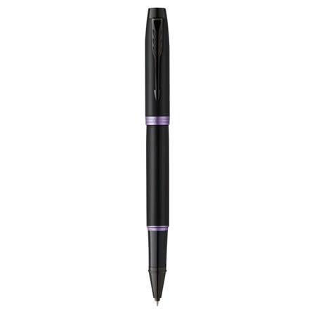 PARKER IM VIBRANT RING AMETHYST PURPLE BLACK TRIM ROLLERBALL PEN MEDIUM BLACK TB