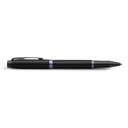 PARKER IM VIBRANT RING AMETHYST PURPLE BLACK TRIM ROLLERBALL PEN MEDIUM BLACK TB