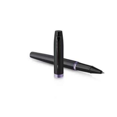 PARKER IM VIBRANT RING AMETHYST PURPLE BLACK TRIM ROLLERBALL PEN MEDIUM BLACK TB