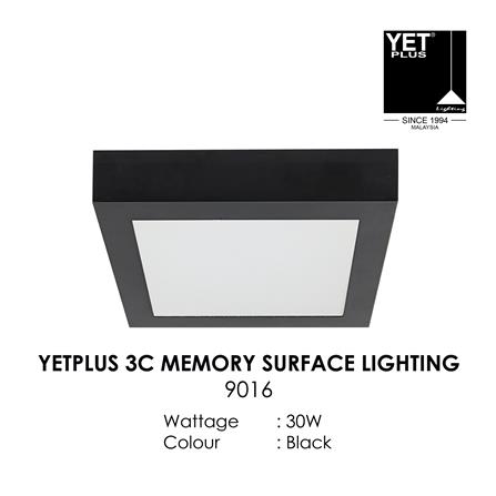 YETPLUS LED SURFACE DOWNLIGHT 9016 30W 3-COLOR BLACK SQUARE