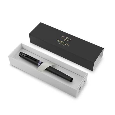 PARKER IM VIBRANT RING AMETHYST PURPLE BLACK TRIM FOUNTAIN PEN FINE+CONVERTER TB
