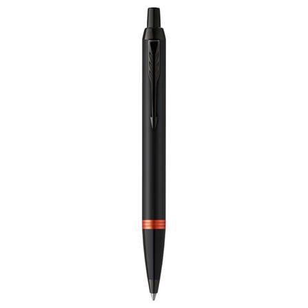 PARKER IM VIBRANT RING FLAME ORANGE BLACK TRIM BALLPOINT PEN MEDIUM BLACK TB