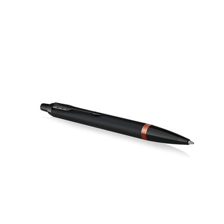 PARKER IM VIBRANT RING FLAME ORANGE BLACK TRIM BALLPOINT PEN MEDIUM BLACK TB