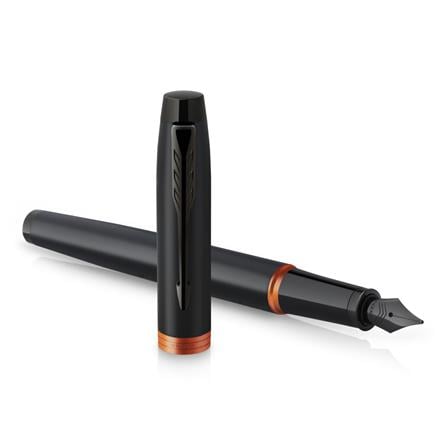 PARKER IM VIBRANT RING FLAME ORANGE BLACK TRIM FOUNTAIN PEN FINE+CONVERTER TB